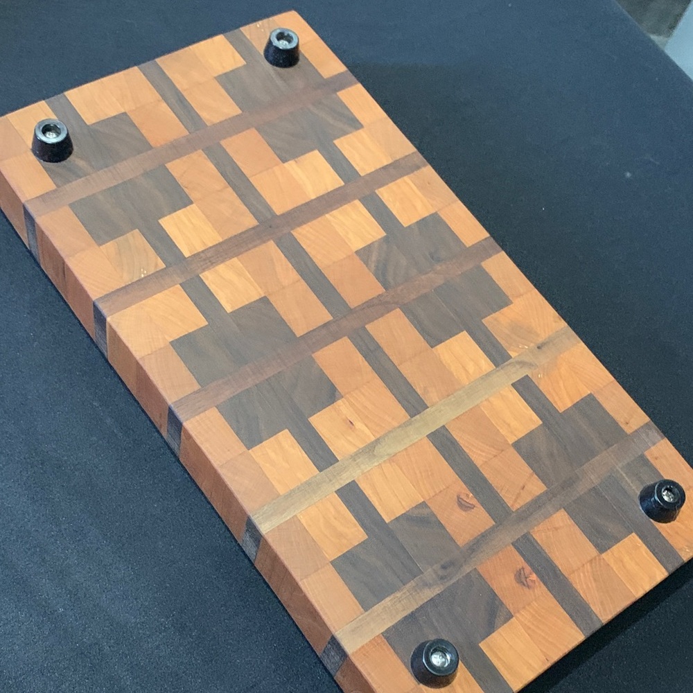 Geometric Wood Cutting Board Black Walnut and Cherry - Picture 6 of 7